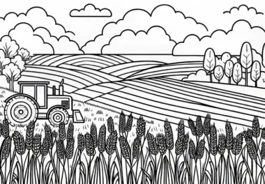 Feld-Ausmalbilder: Landschaftsmotive kostenlos ausmalen