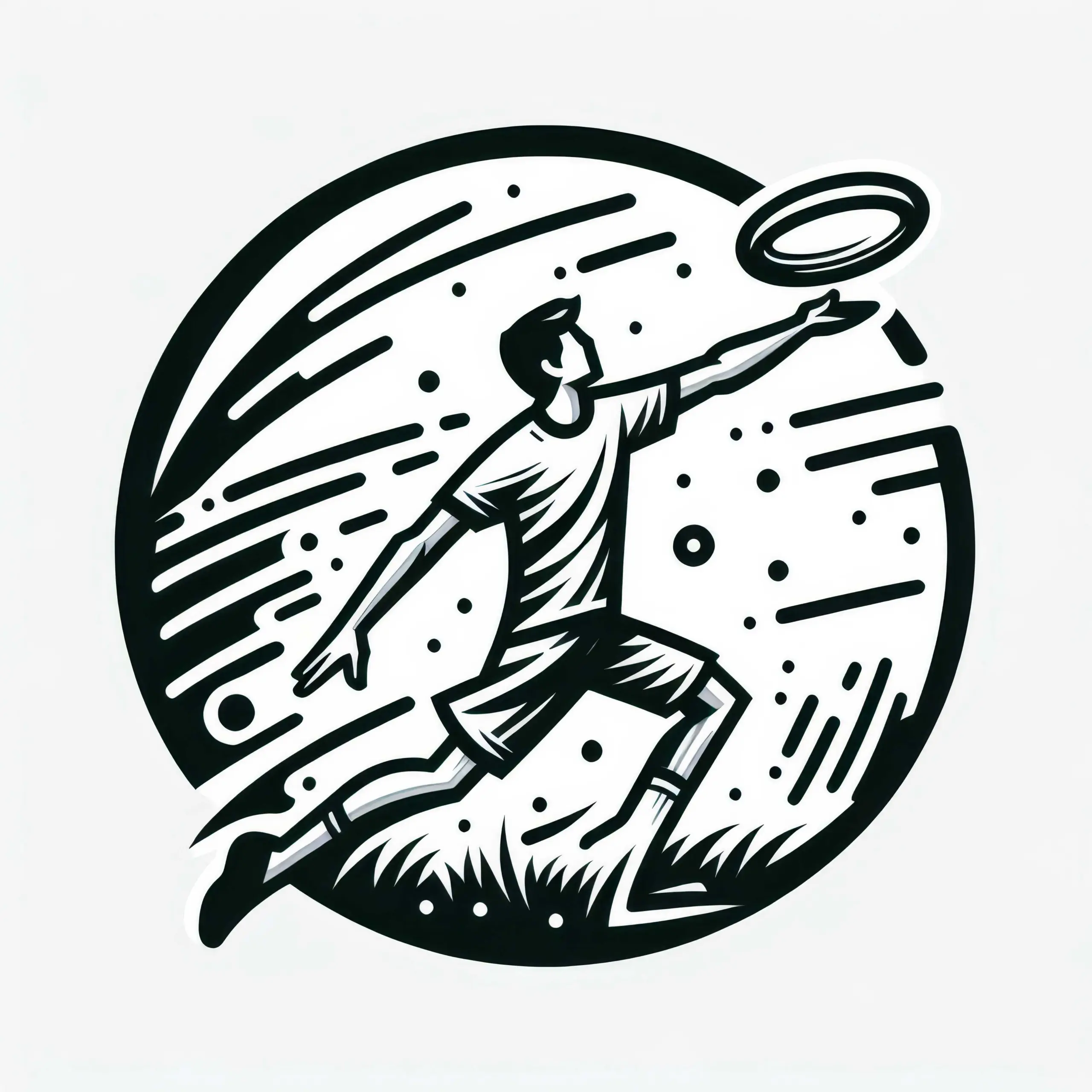 Werfer macht beim Ultimate Frisbee schnellen Wurf – Ausmalbild gratis