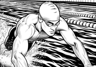 Wettkampfschwimmer Ausmalbild – Detailreich und Kostenlos
