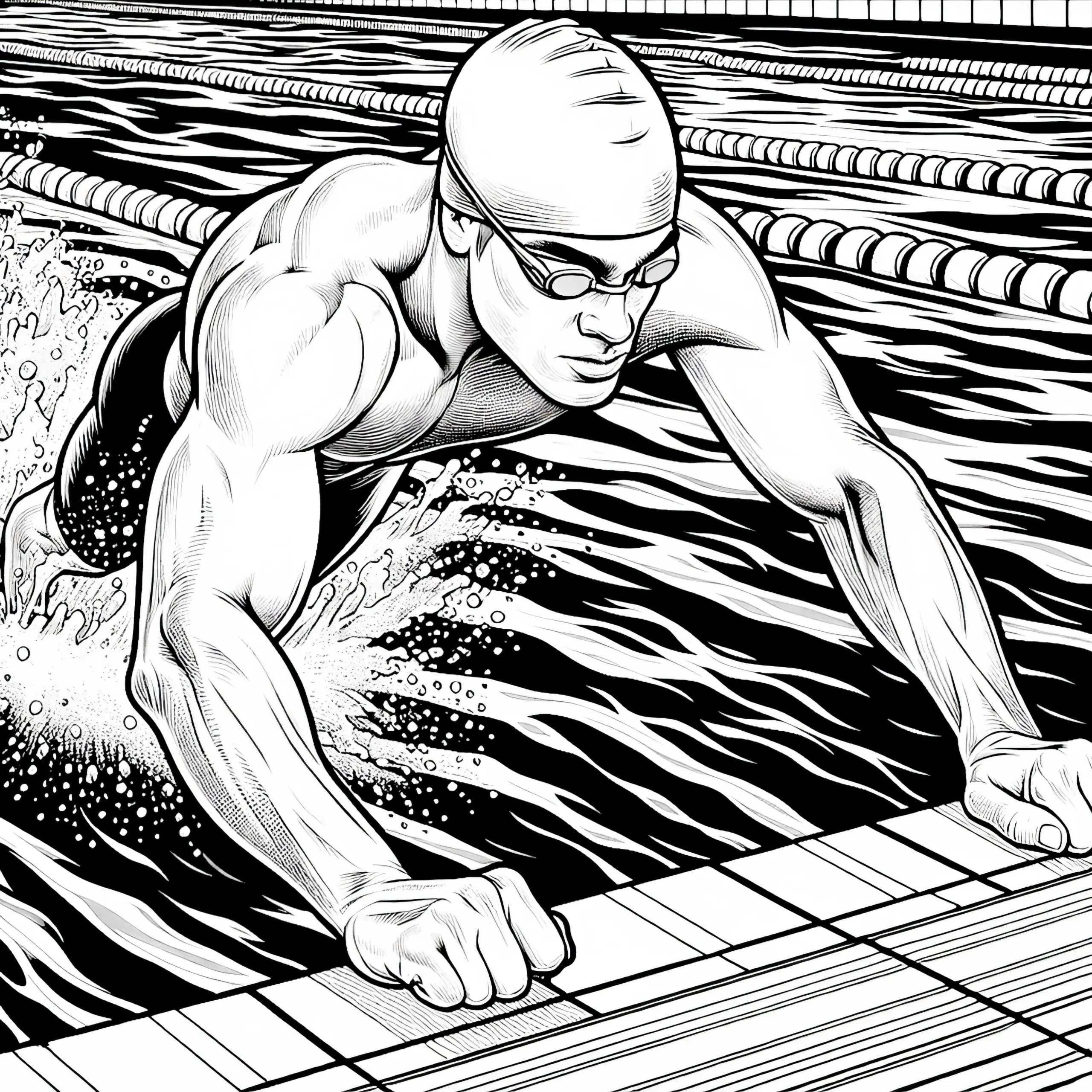 Wettkampfschwimmer Ausmalbild – Detailreich und Kostenlos
