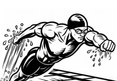 Wettkampfschwimmer Ausmalbild Gratis