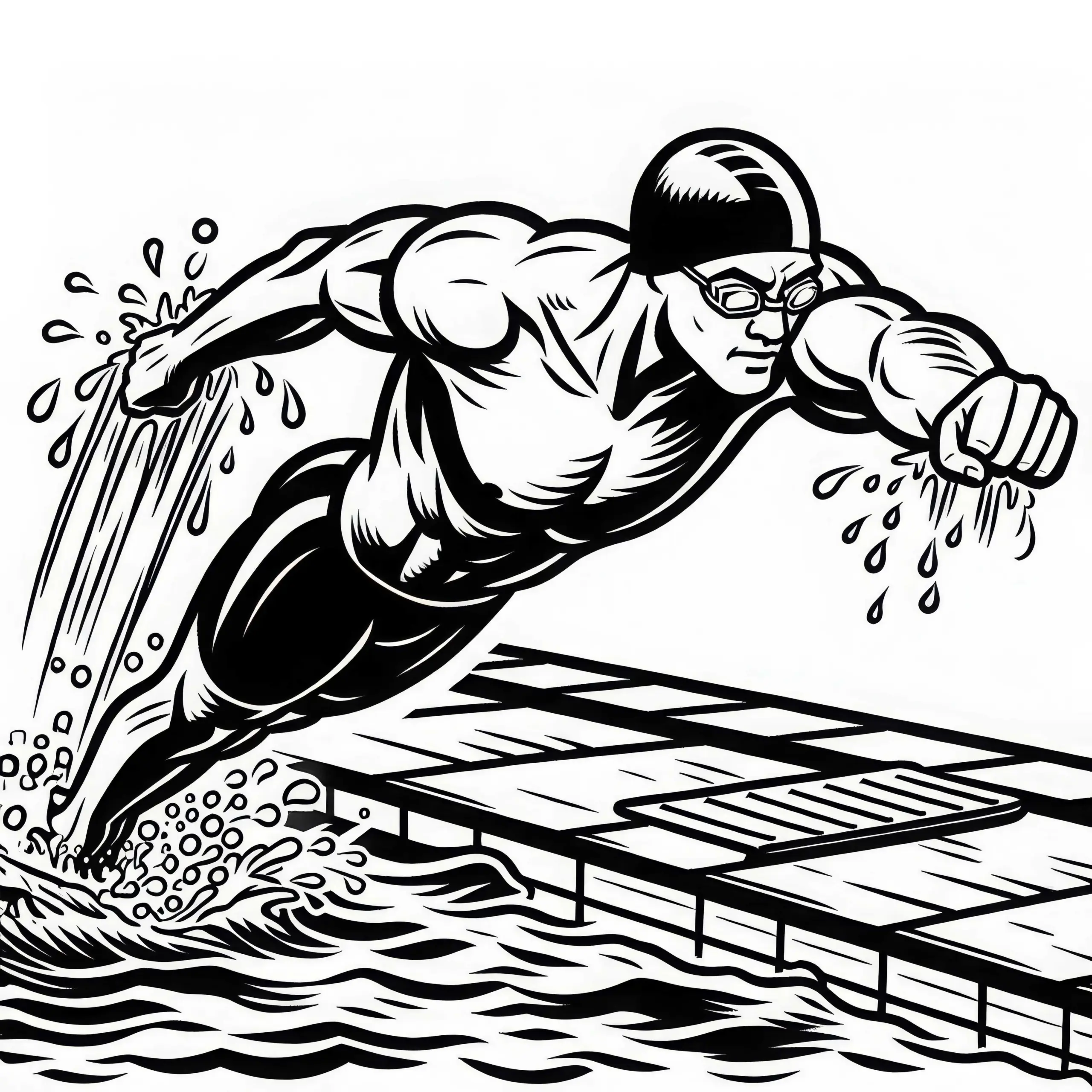 Wettkampfschwimmer Ausmalbild Gratis