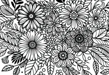 Wildes florales Muster Ausmalbild kostenlos herunterladen