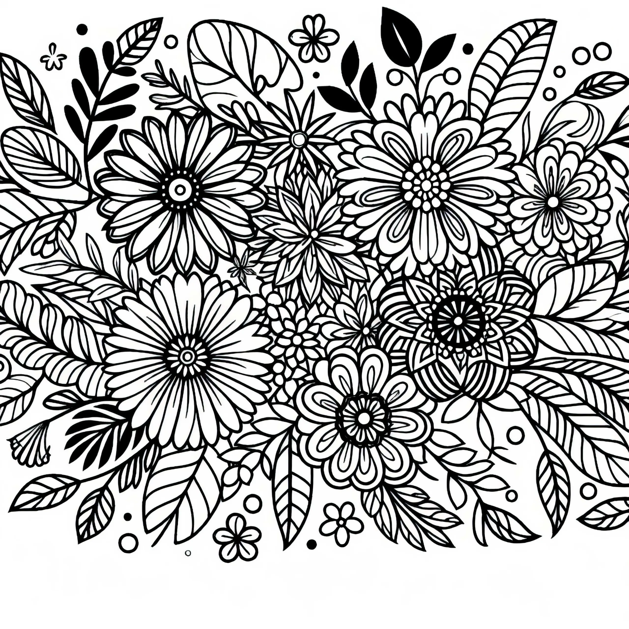 Wildes florales Muster Ausmalbild kostenlos herunterladen