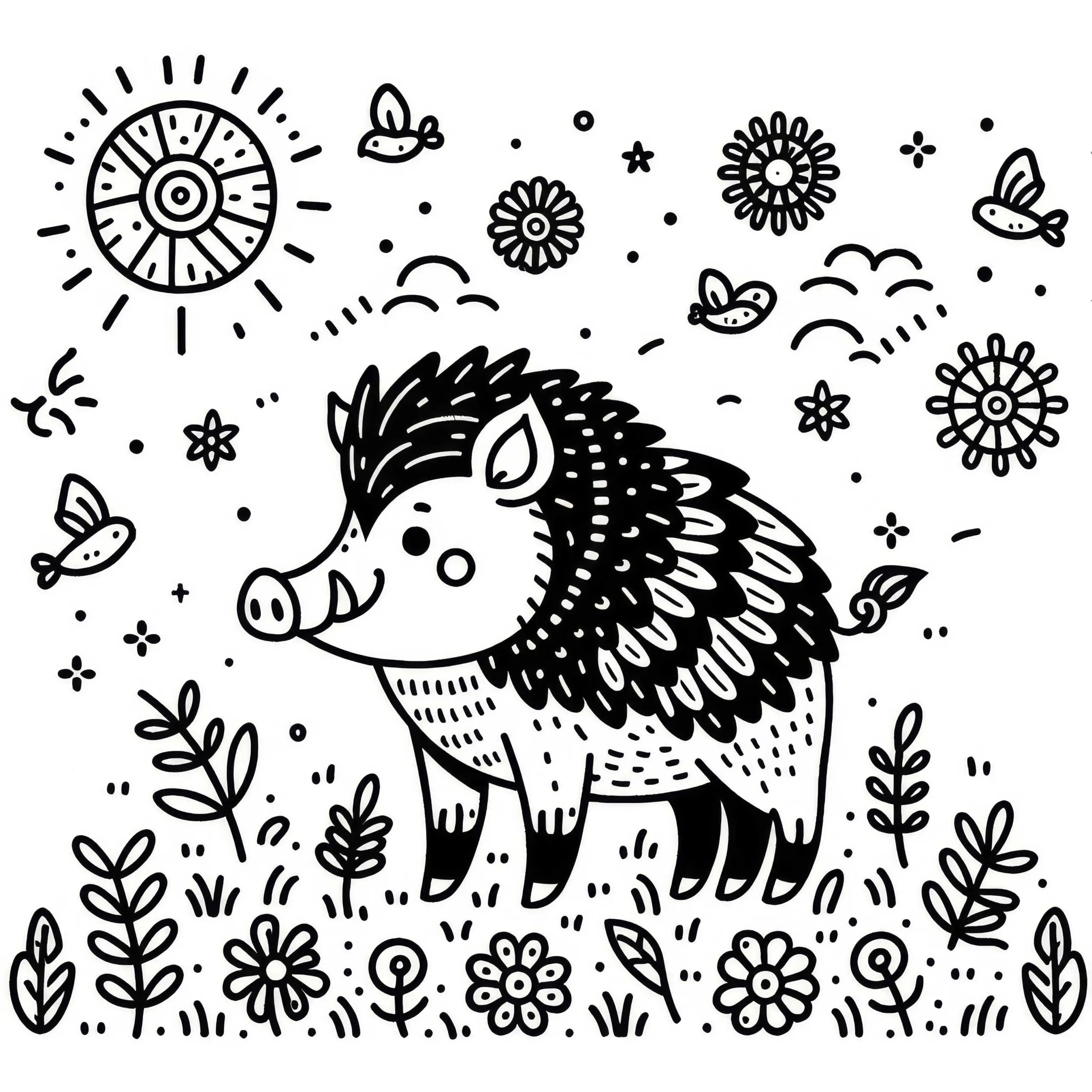 Wildschwein Ausmalbild zum Herunterladen (Kostenlos)