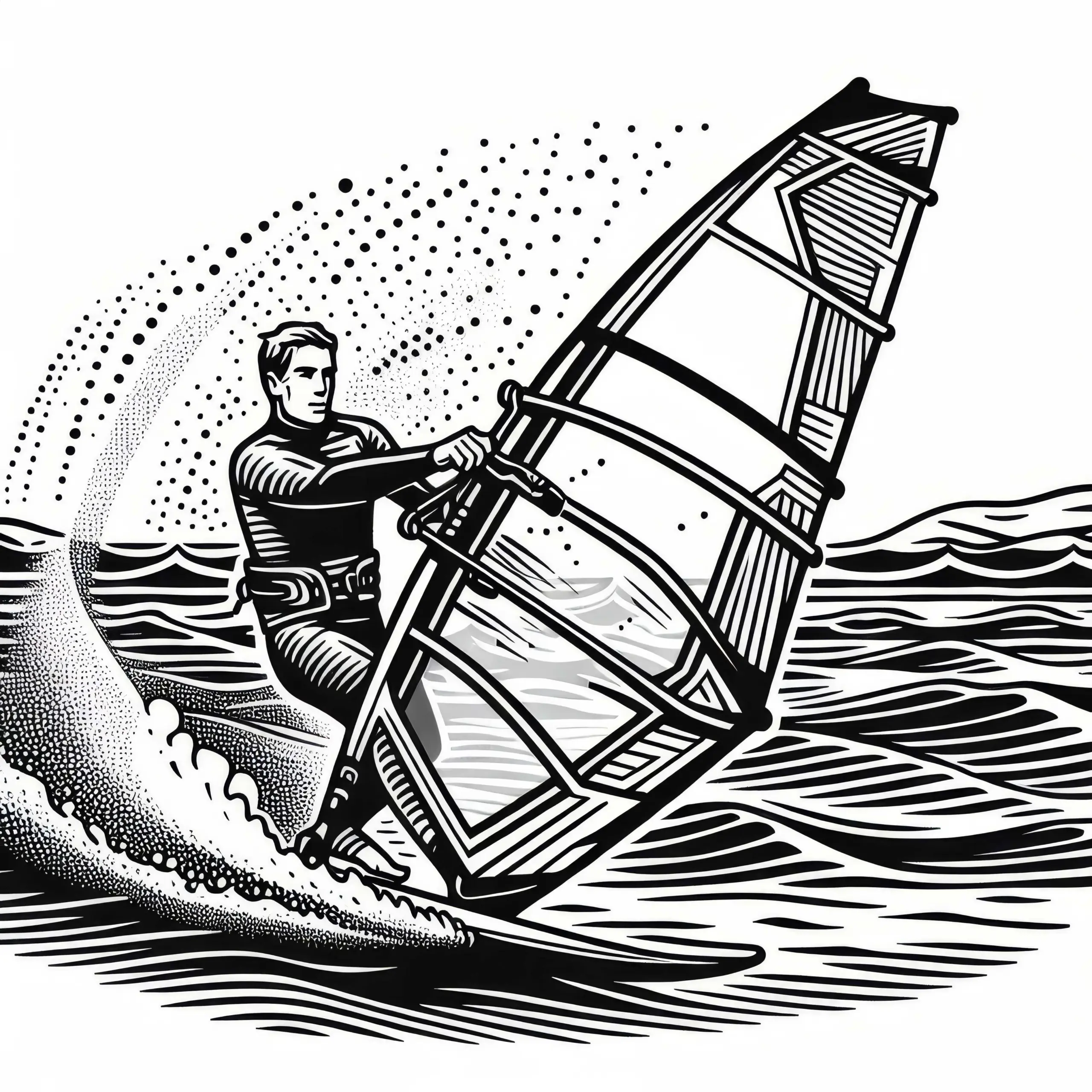 Windsurfer Malvorlage Kostenlos (Ausmalbild)