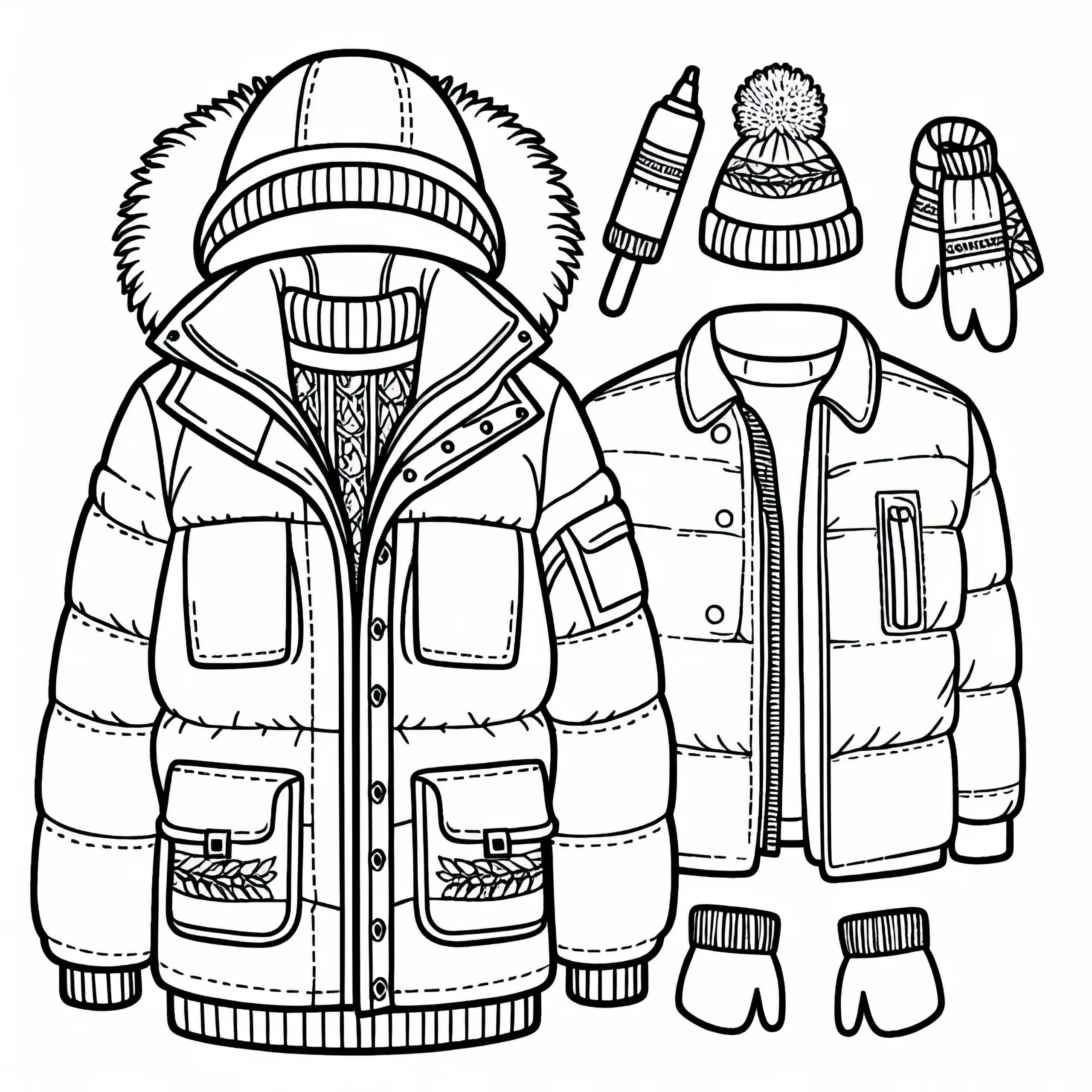Winterjacke Malvorlage für kostenlose Ausmalbilder