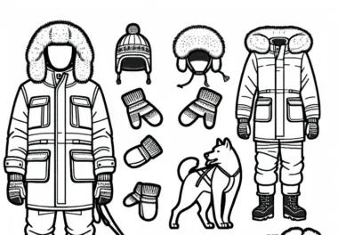 Winterkleidung für den Musher – Ausmalbild einfach gratis