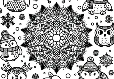Wintertiere Mandala Ausmalbild Winter – Kostenloses Download-Angebot
