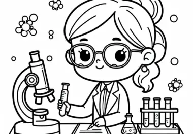 Wissenschaftlerin Ausmalbild Kostenlos herunterladen und online ausmalen