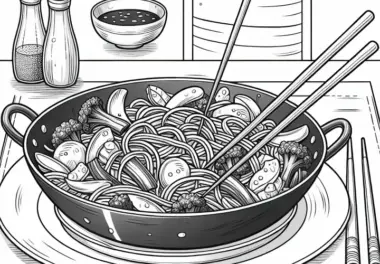 Wok als Hauptgericht Malvorlage gratis