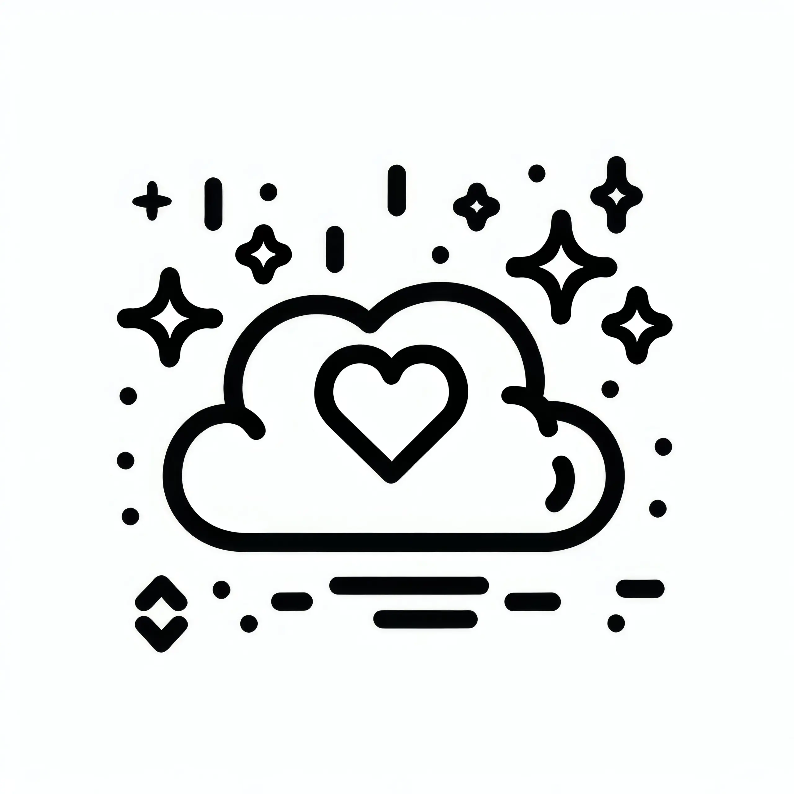 Wolke in Herzform: Einfaches Ausmalbild zum Valentinstag (Kostenlos)