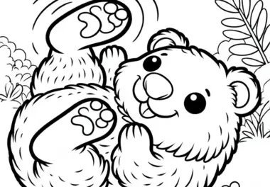 Wombat rollt sich auf dem Rücken – Ausmalbild gratis