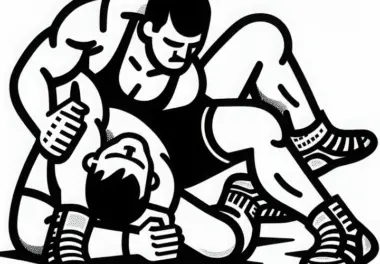 Wrestler hält Gegner im Aufgabegriff – Ausmalbild kostenlos