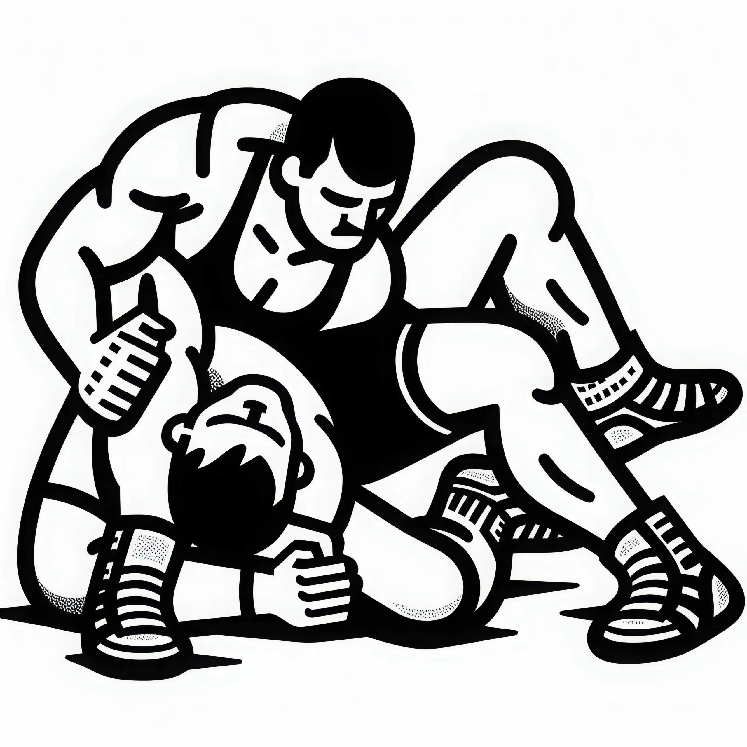 Wrestler hält Gegner im Aufgabegriff – Ausmalbild kostenlos