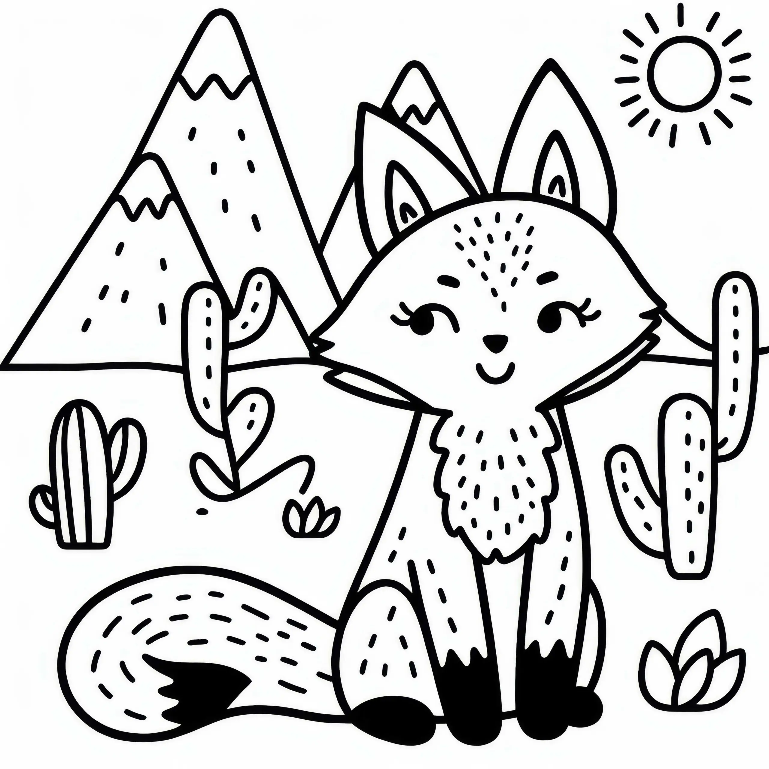 Wüstenfuchs Malvorlage Einfach Gratis (Ausmalbild)