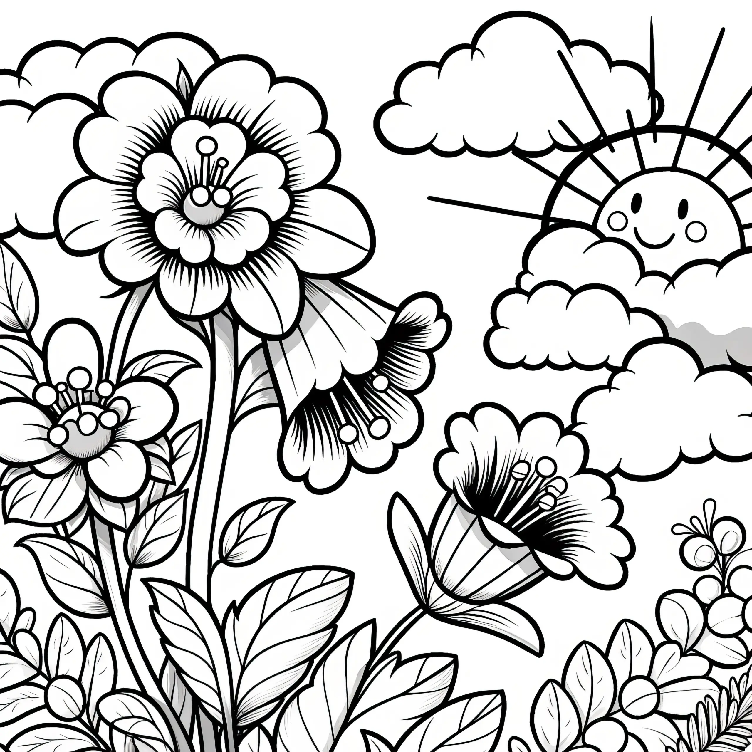 Wunderschöne Glockenblumen zum Ausmalen (Kostenlos) (Ausmalbild)
