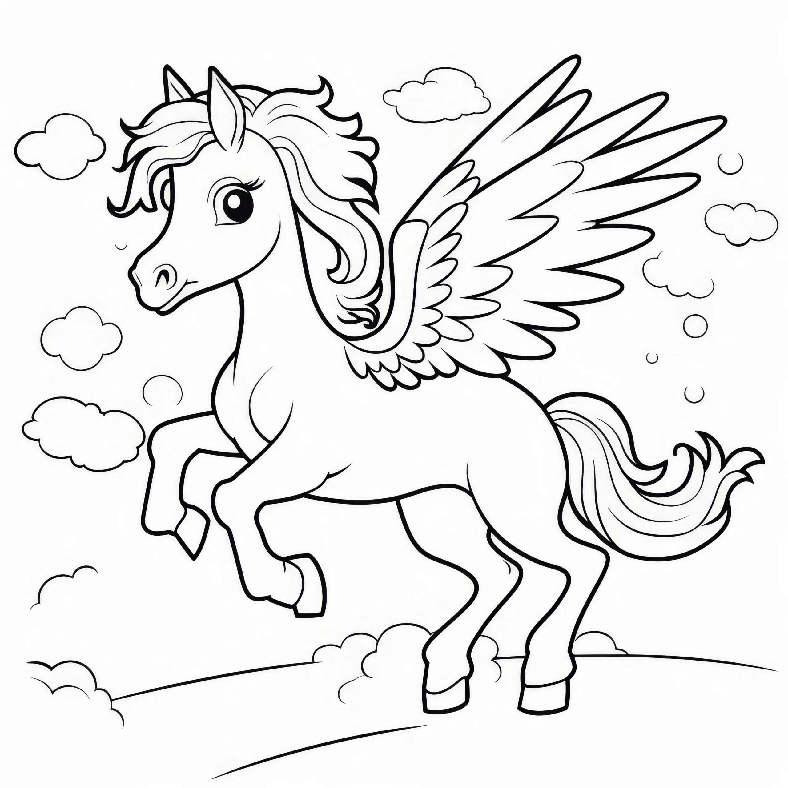 Wunderschöner Pegasus: Ausmalbild zum Download (Gratis)