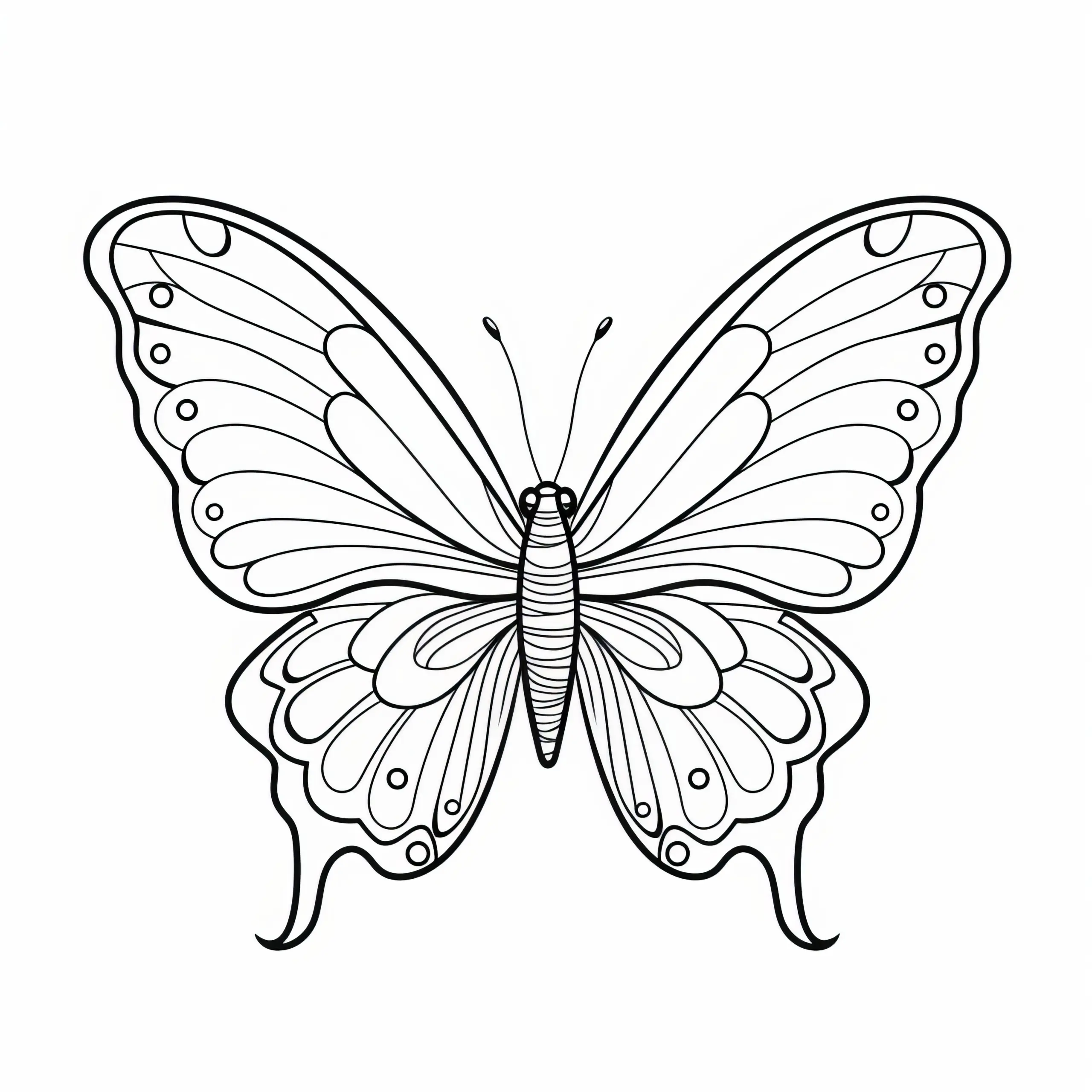 Wunderschöner Schmetterling: Einfache Malvorlage für Kinder (Kostenlos) (Ausmalbild)