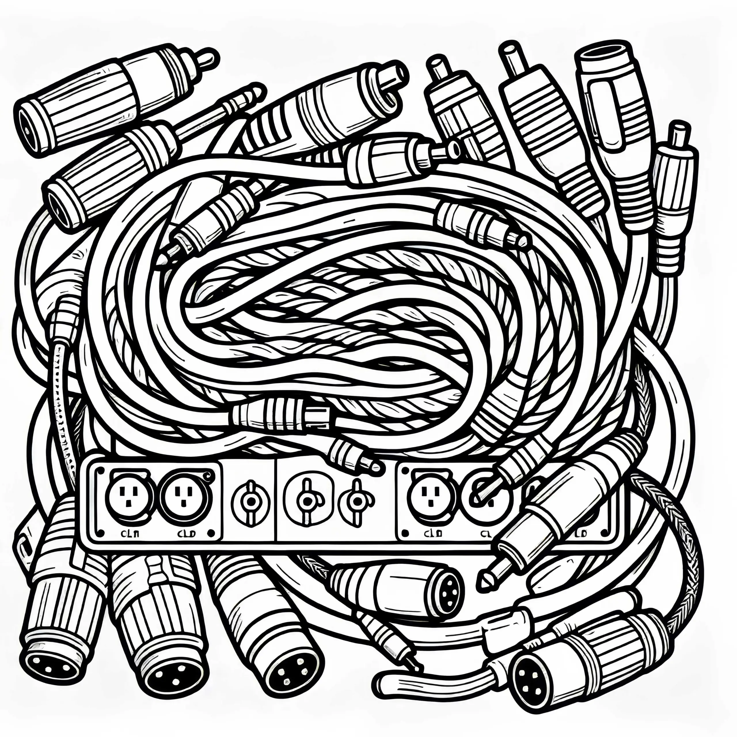 XLR-Kabel Ausmalbild für Zubehör elektronischer Instrumente kostenlos