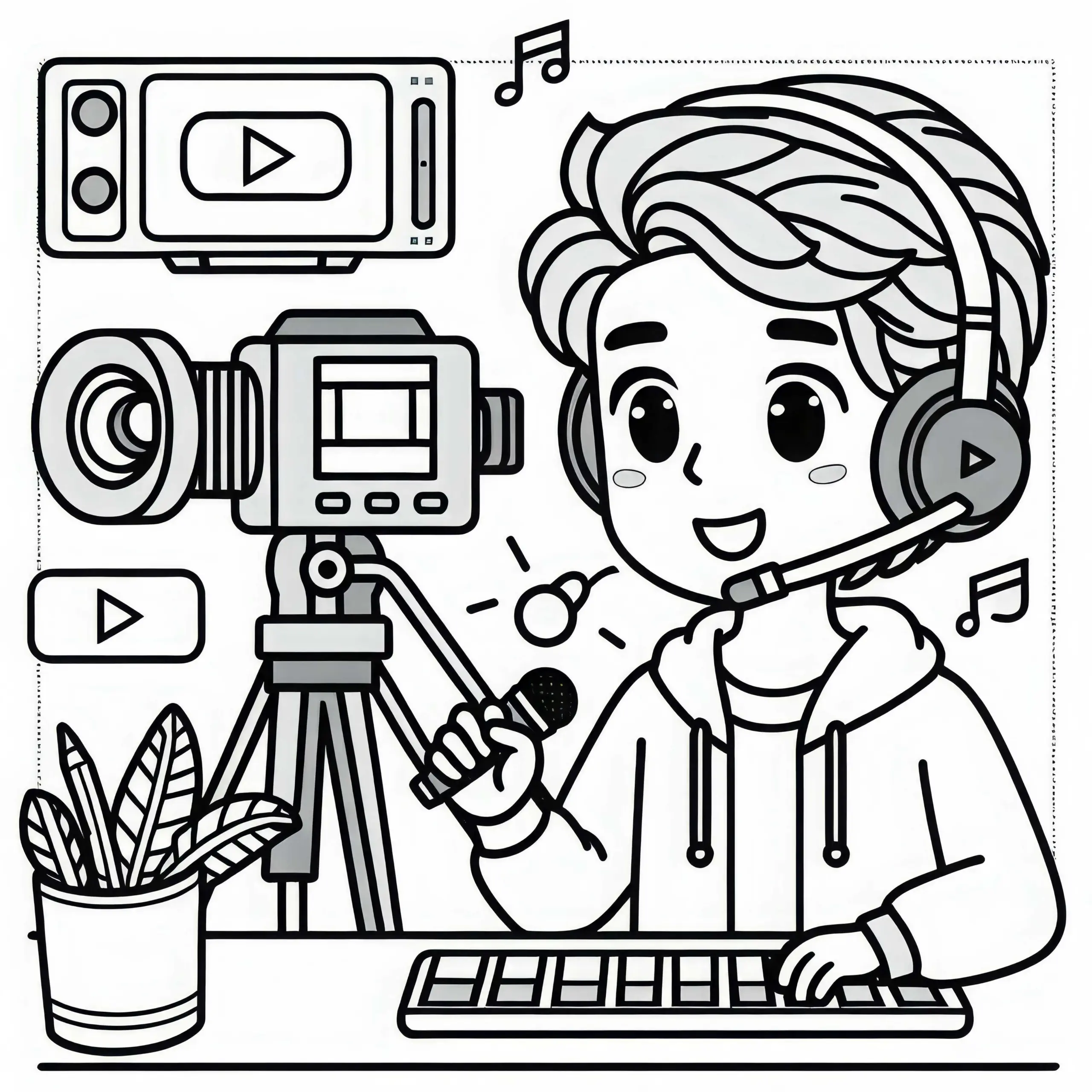 YouTuber Ausmalbild Gratis zum Herunterladen