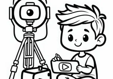 Youtuber vor Kamera – Ausmalbild einfach und gratis
