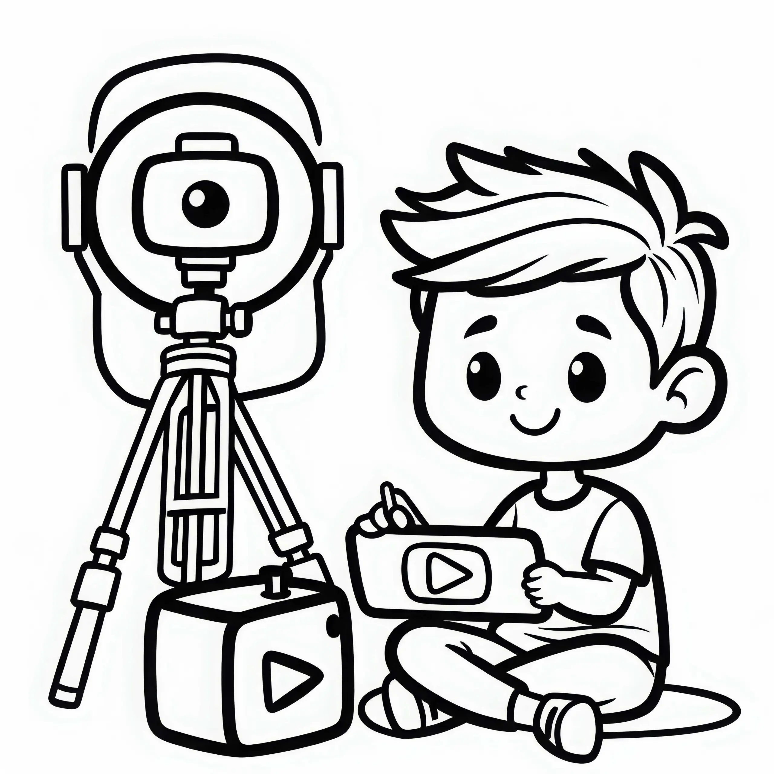 Youtuber vor Kamera – Ausmalbild einfach und gratis