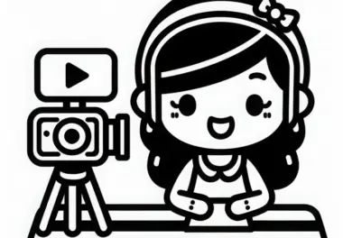 Youtuberin gibt Tutorial vor der Kamera – Malvorlage einfach gratis