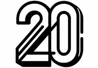 Ausmalbild von der Zahl 20 kostenlos