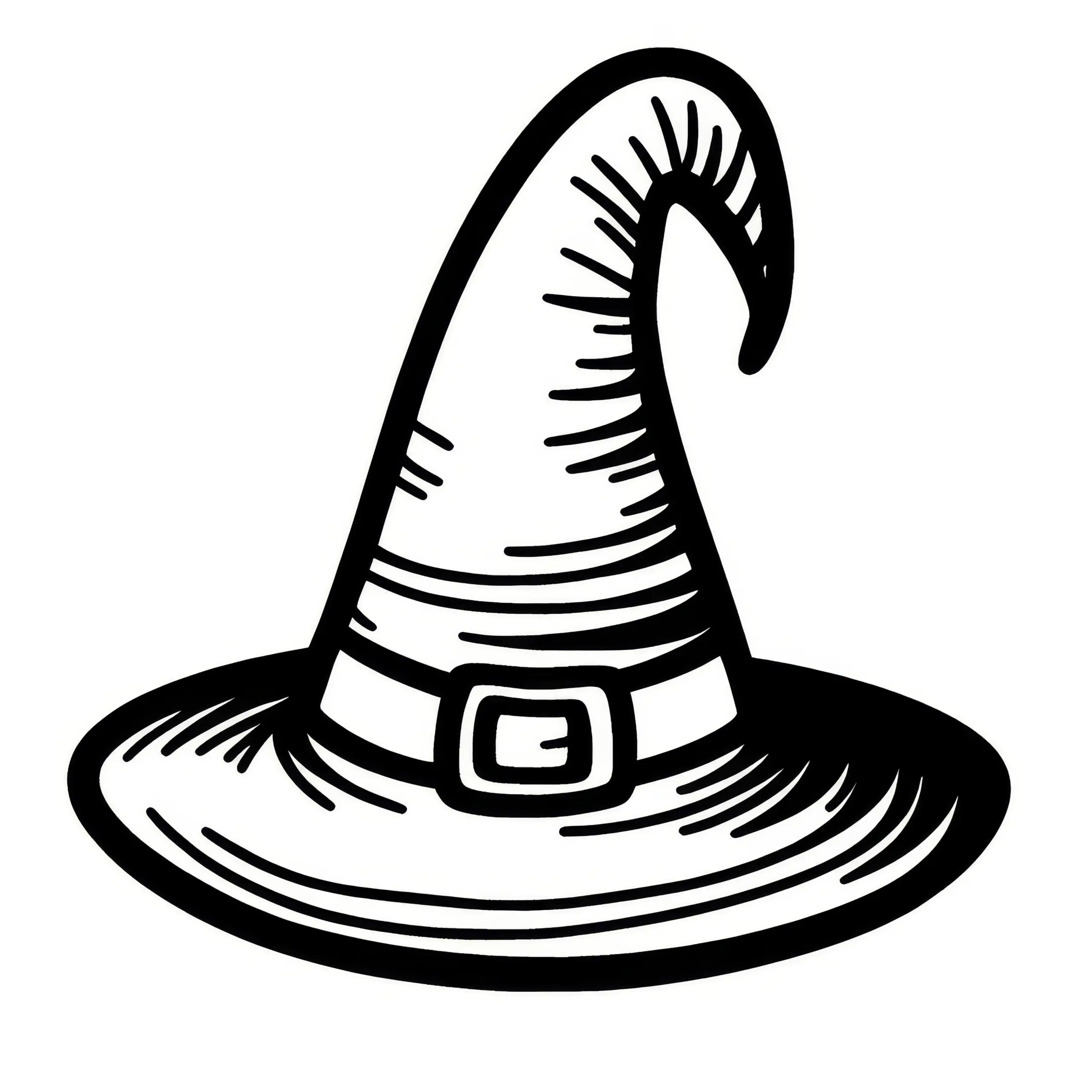 Zauberhut einer Hexe: Halloween Malvorlage (Kostenlos) (Ausmalbild)