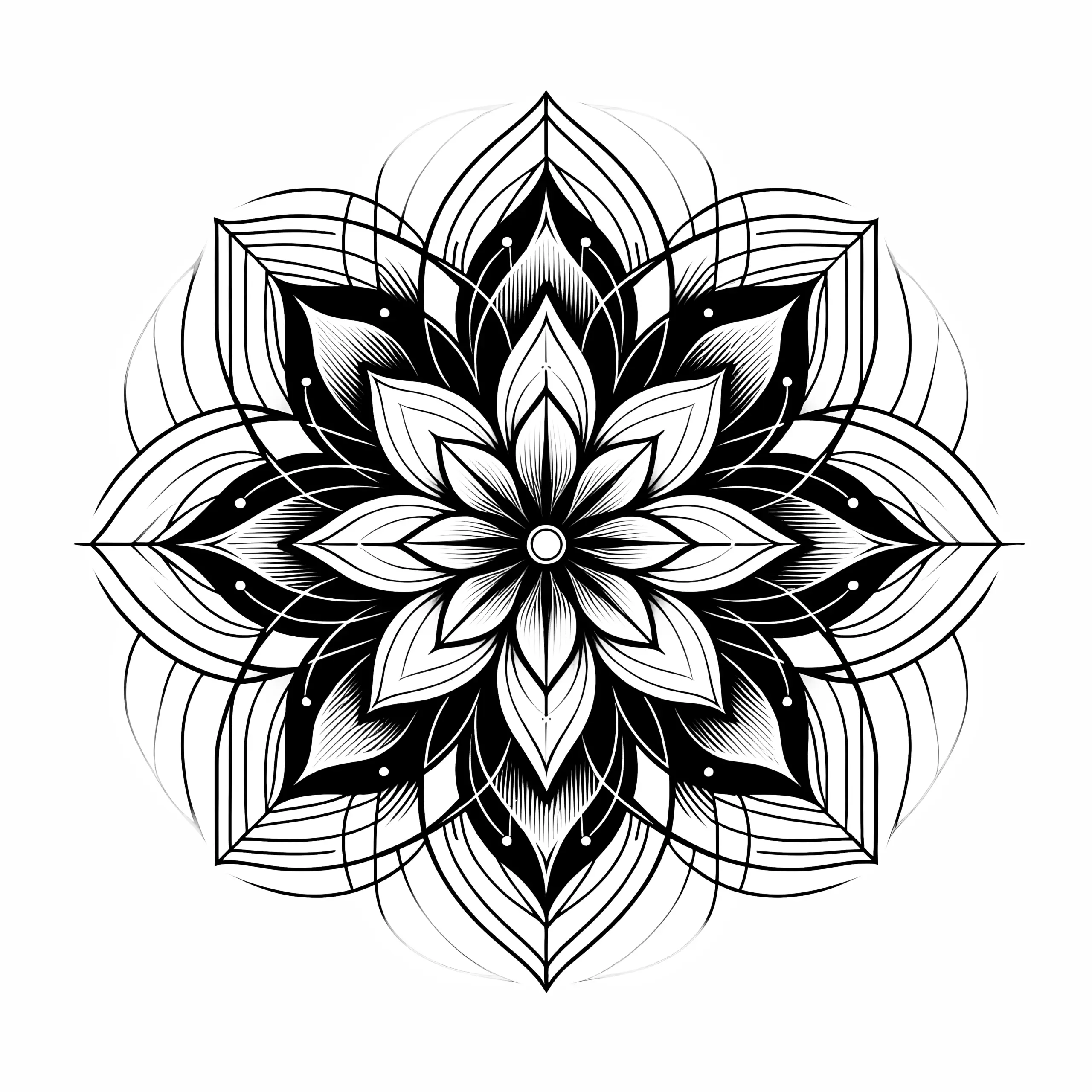 Zauberhaftes Blüten-Mandala: Einfache Malvorlage aus der Natur (Kostenlos) (Ausmalbild)