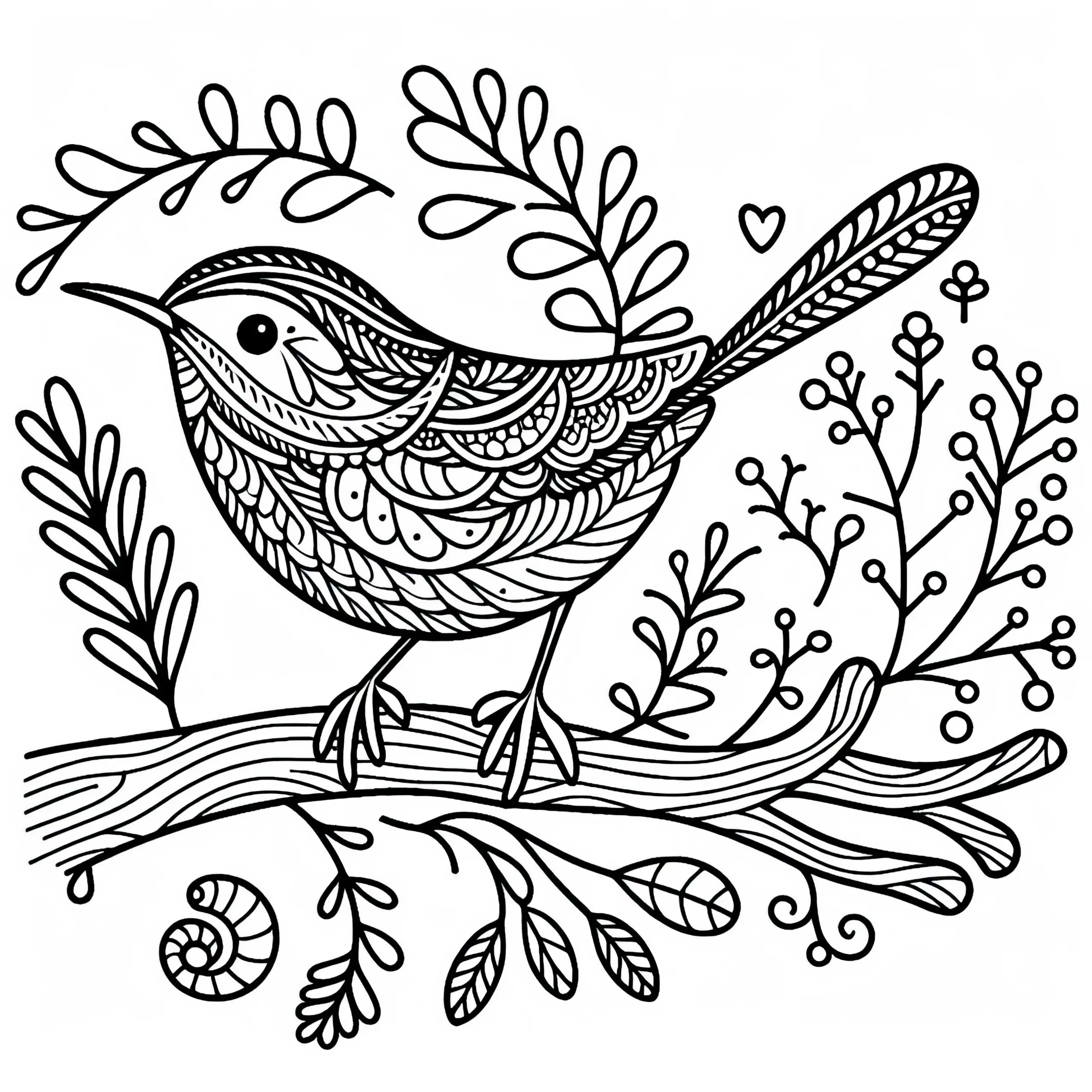 Zaunkönig Vogel Europa Malvorlage Kostenlos (Ausmalbild)