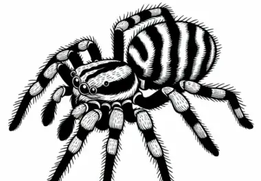 Ausmalbild von Zebraspringspinne Salticus Scenicus kostenlos herunterladen