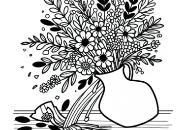 Zerbrochene Blumenvase Ausmalvorlage Kostenlos