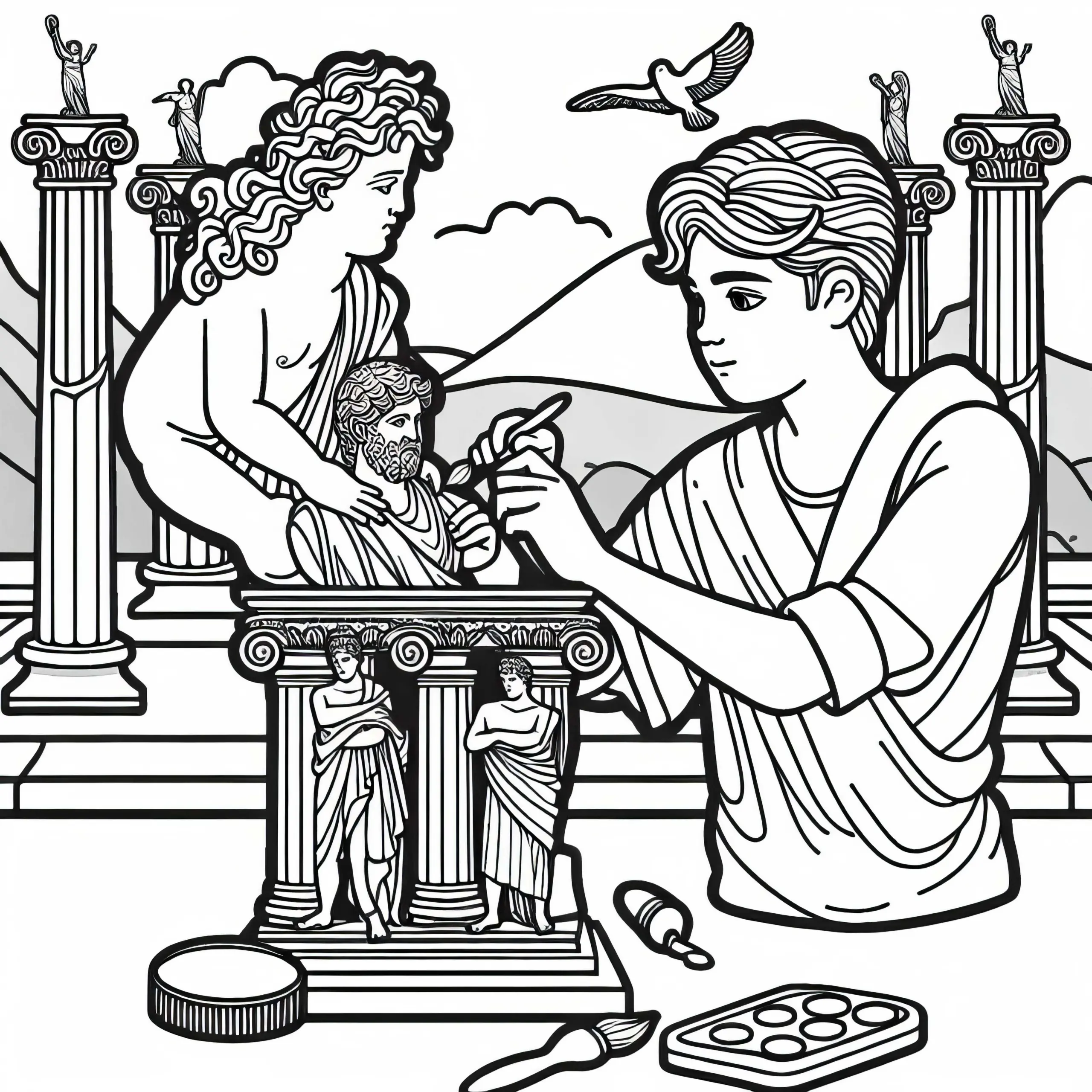 Zeus-Statue von Olympia – Junges, poliertes kleines Modell der Statue als Ausmalbild für Weltwunder kostenlos