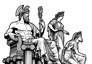 Zeus Statue von Olympia als Malvorlage für Weltwunder kostenlos herunterladen