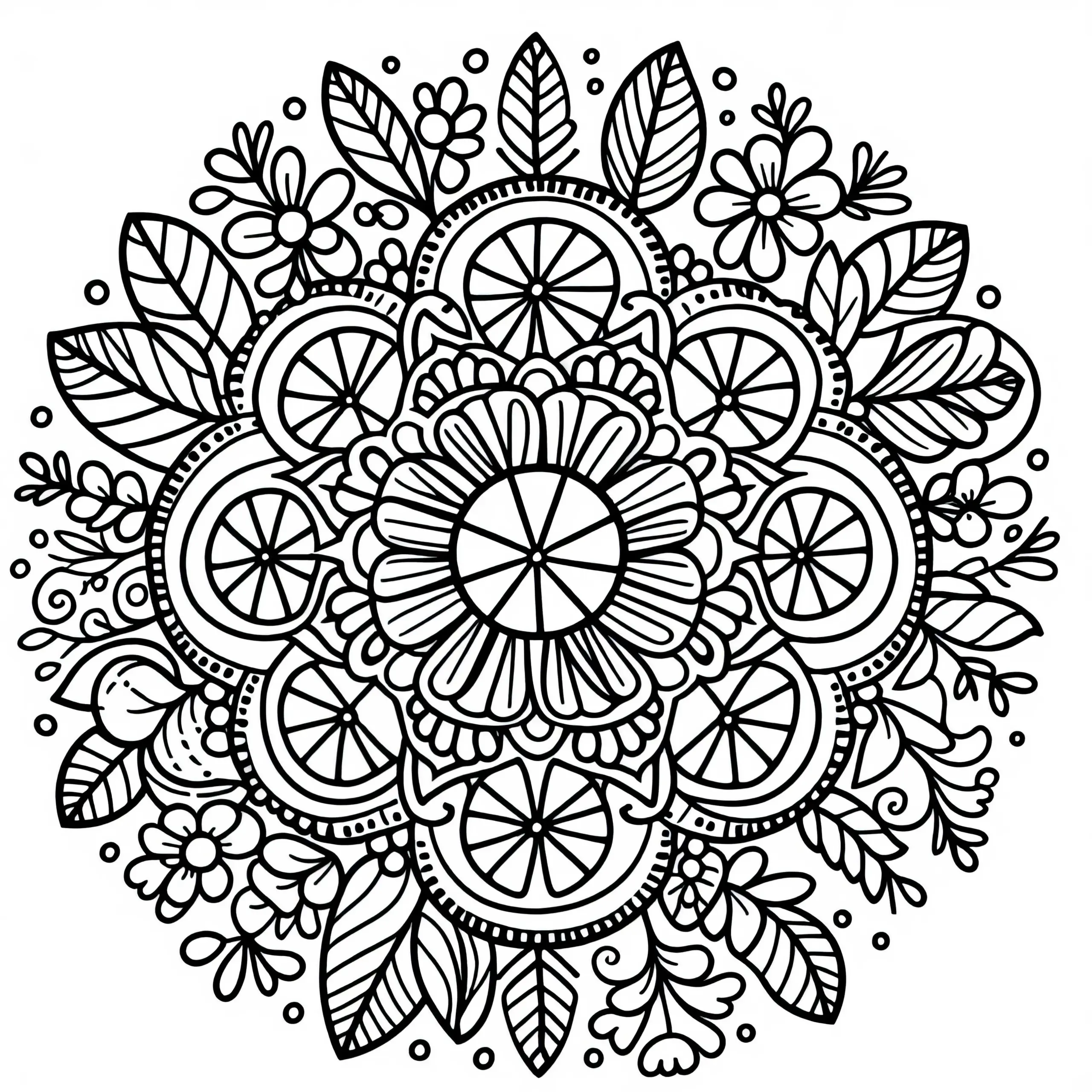 Zitronen-Mandala Ausmalbild für den Sommer Kostenlos