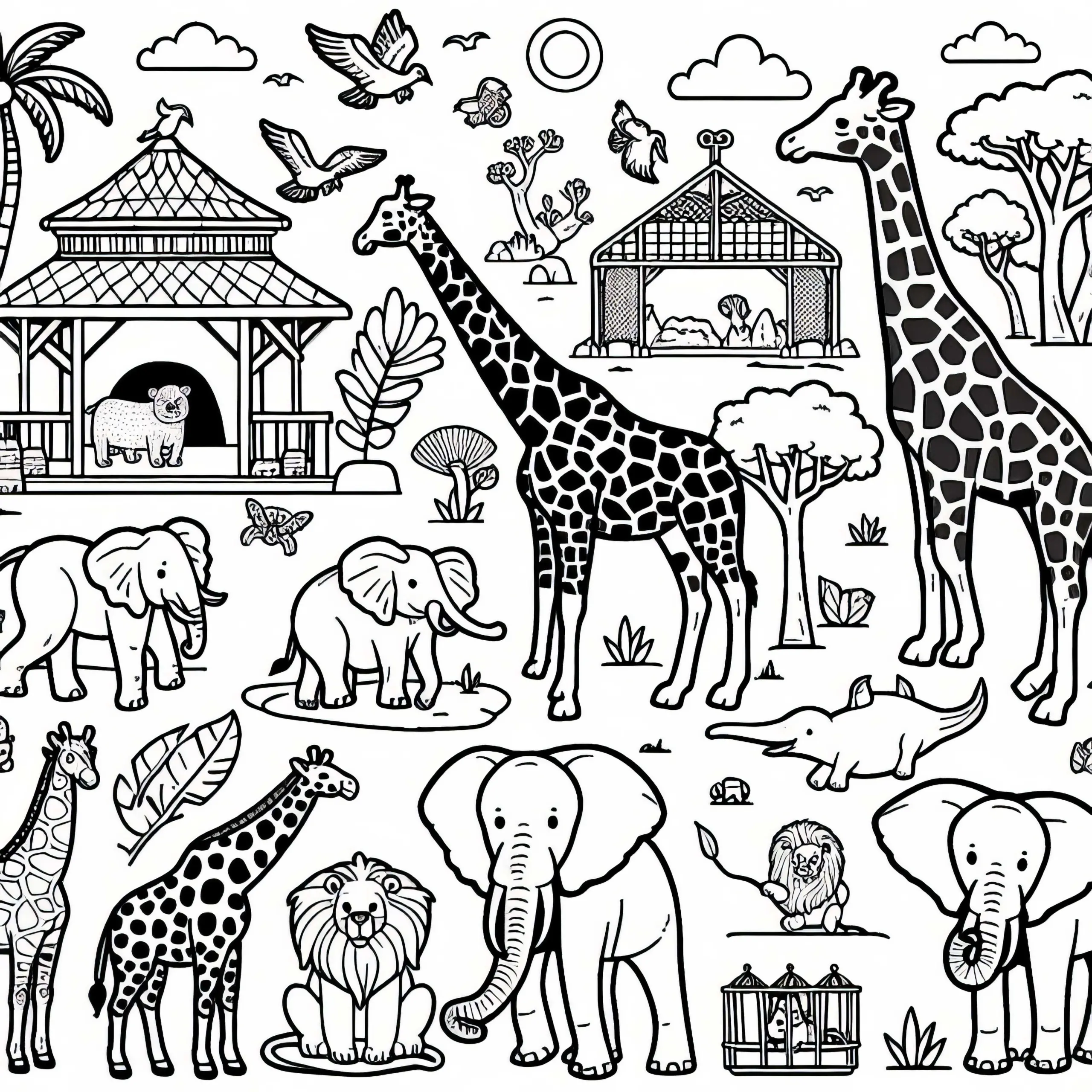 Zoo Malvorlage Kostenlos (Ausmalbild)