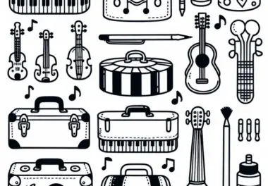 Ausmalbild Zubehör Boxen für Kleinteile und Musikinstrumente – Kostenloser Download
