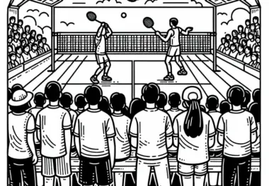 Zuschauer beobachten ein Badminton-Spiel Malvorlage kostenlos