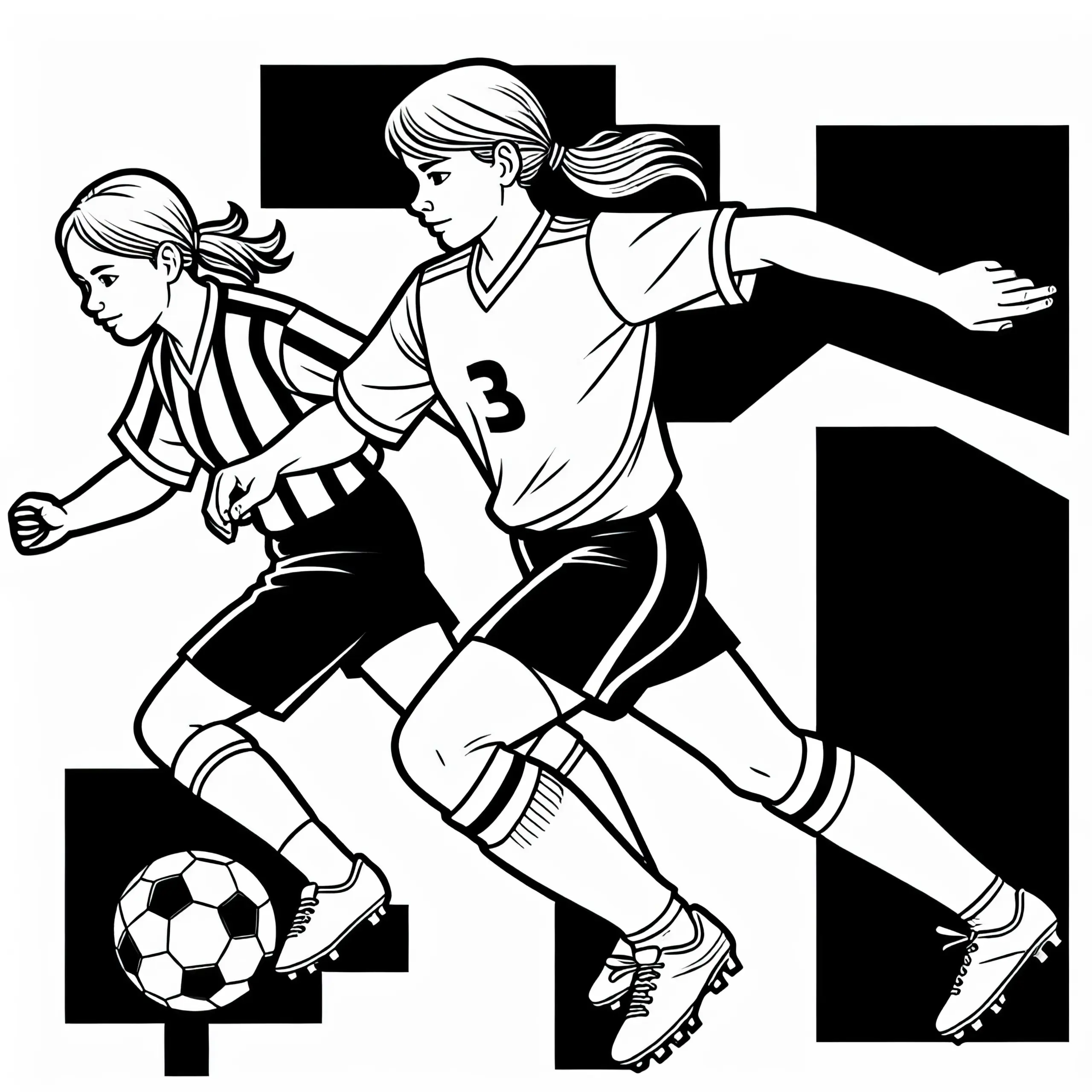 Zwei Fußballspielerinnen Malvorlage Einfach Kostenlos (Ausmalbild)