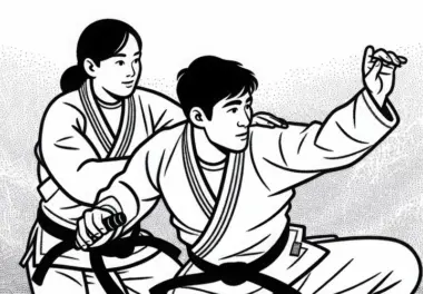 Zwei Kämpfer üben verschiedene Techniken im Jiu-Jitsu-Training