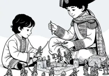 Zwei Kinder Spielen Feldherr Mit Zinnsoldaten Malvorlage Napoleonische Ära Kostenlos