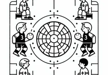 Zwei Korbball-Teams Stehen Sich Gegenüber – Ausmalbild Einfach Kostenlos