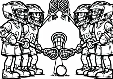 Zwei Lacrosse-Teams Stehen Bereit Für Den Anpfiff – Ausmalbild Kostenlos