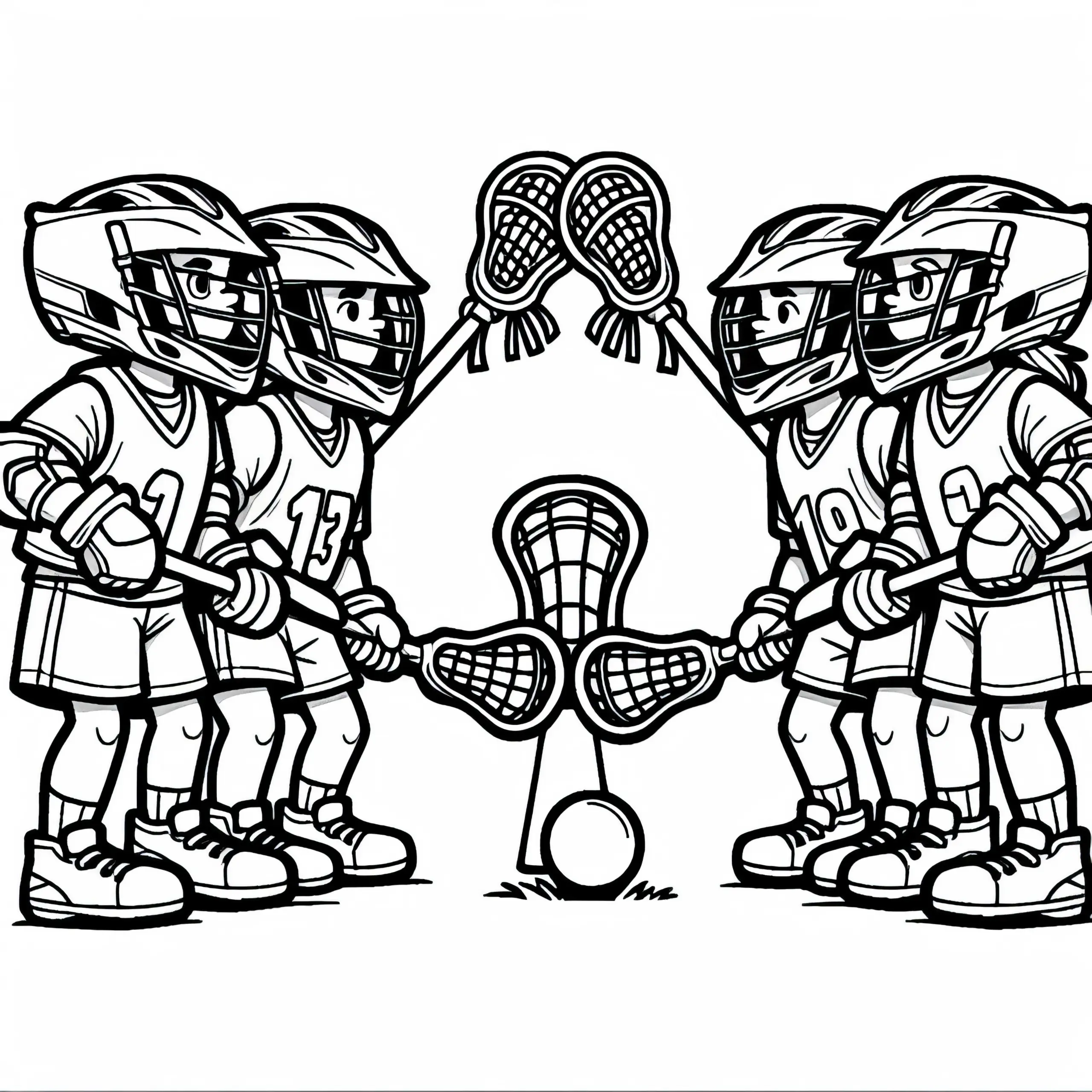 Zwei Lacrosse-Teams Stehen Bereit Für Den Anpfiff – Ausmalbild Kostenlos