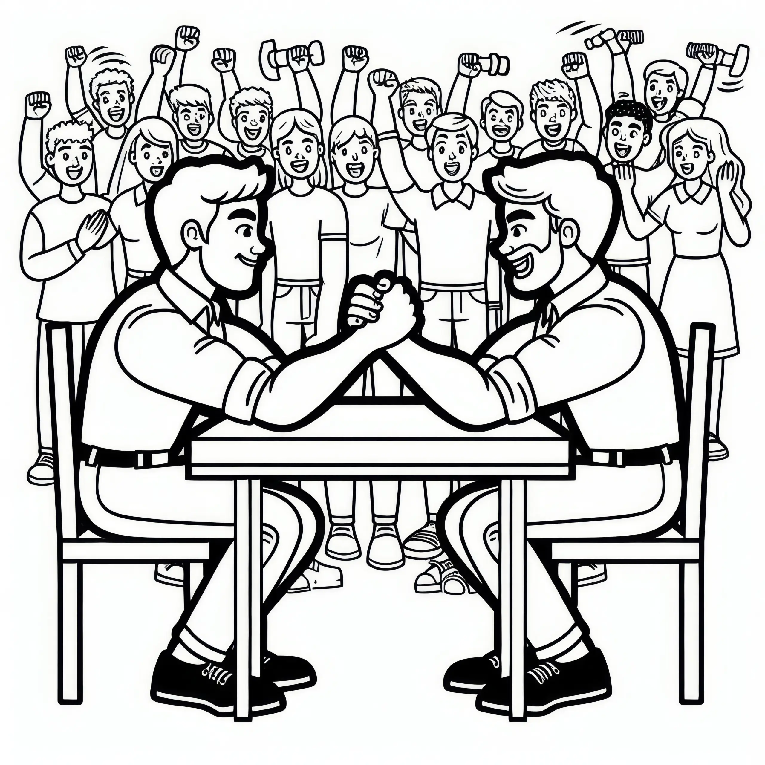 Zwei Männer liefern sich ein Kräftemessen: Kostenlose Malvorlage (Ausmalbild)
