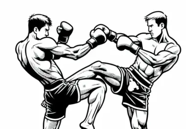 Zwei Muay Thai Kämpfer Ausmalbild Gratis Herunterladen