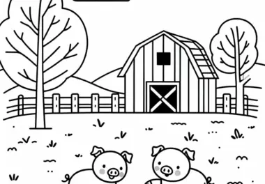 Zwei Schweine Spielen Mit Ball – Ausmalbild Kostenlos