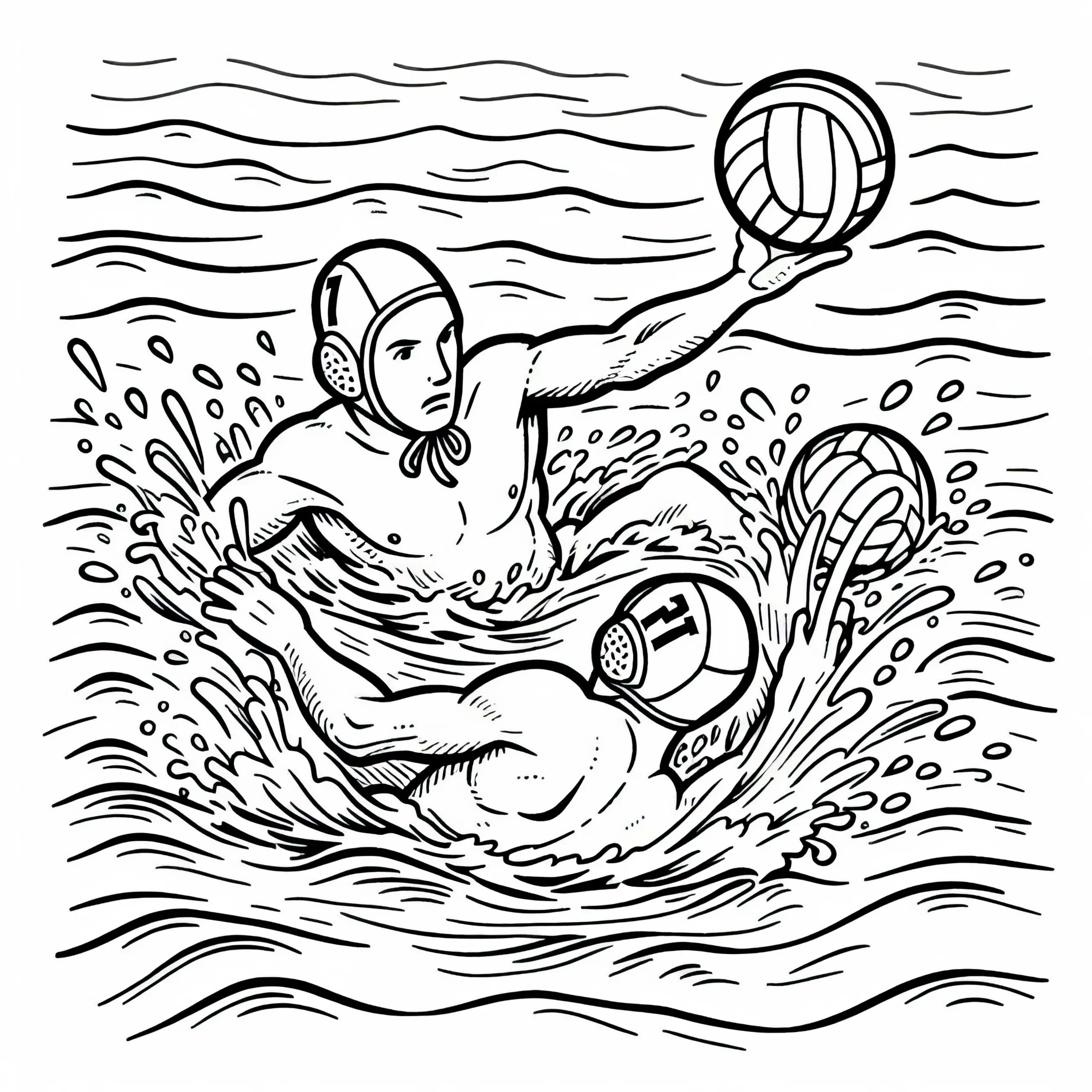 Zwei Wasserballspieler Ausmalbild Gratis